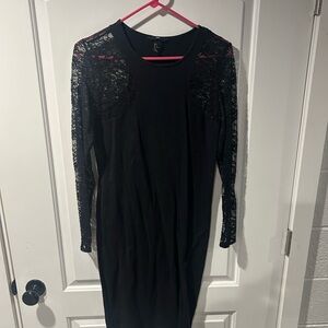 H&M Black Dress with Lace Sleeves